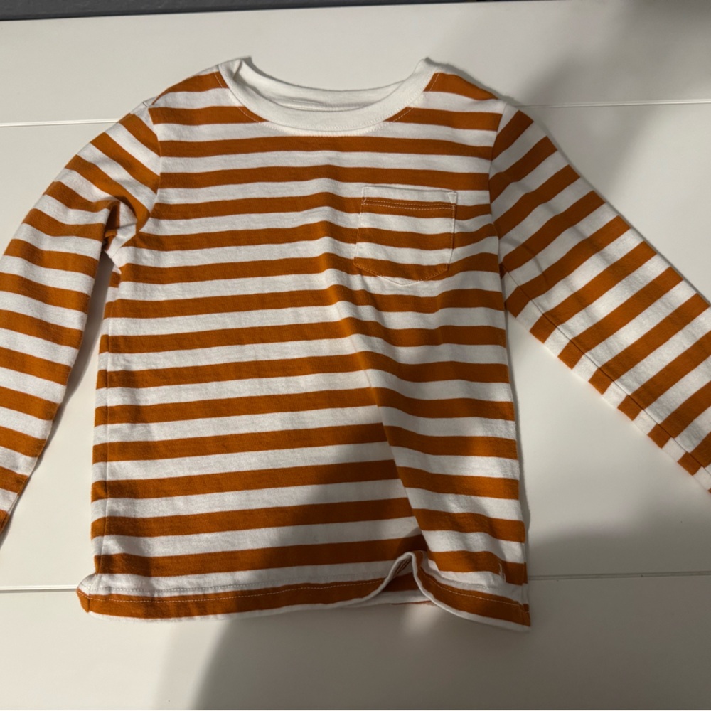 Janie and Jack Orange and White Striped Shirt, Size 3